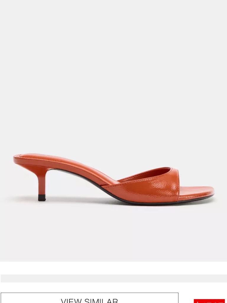 Zara Orange Patent Low Kitten Heel Mule